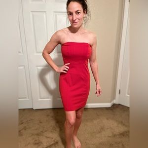 Burnt Orange Strapless Mini Dress